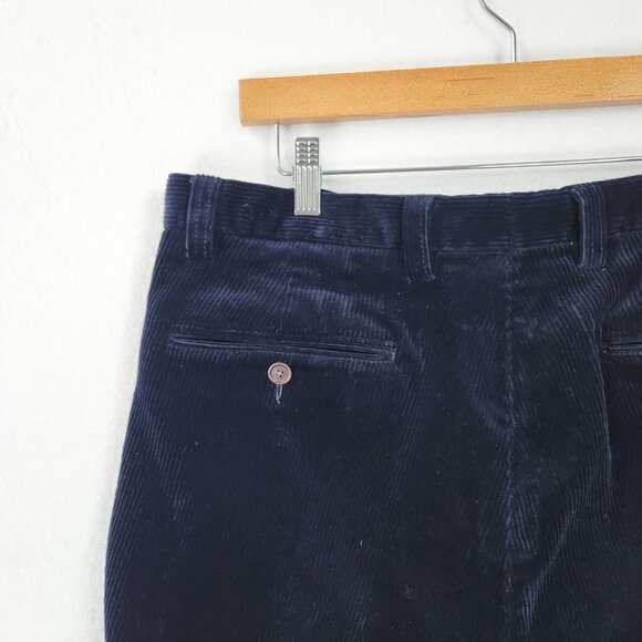 Orvis Pants Mens 34X29 Navy Blue Corduroy Straight Leg Flat Front Brisbane Moss - Picture 9 of 13